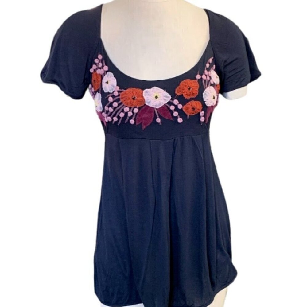 Anthropology Rio Rao‎ Embroidered Knit Top Sz M #33E